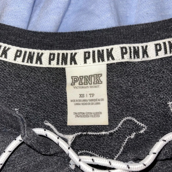 PINK Victoria’s Secret Baby Blue & Gray Oversized Varsity Tee Xsmall Women’s - Picture 10 of 11